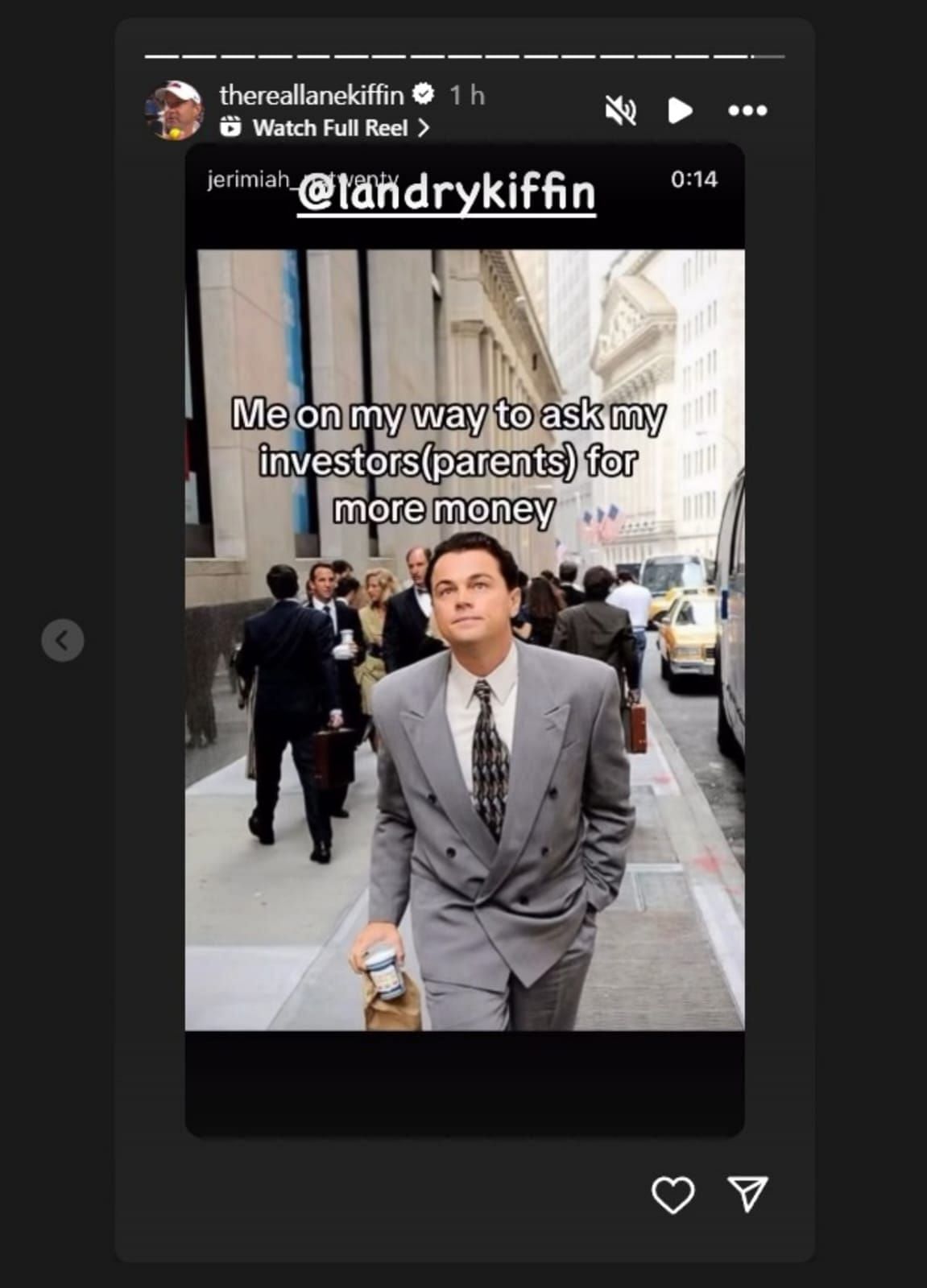 Lane Kiffin's IG story